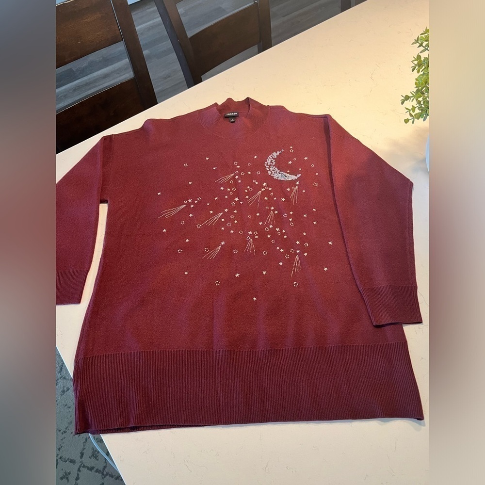 Torrid Everyday Plush Sweater Pullover Celestial Star Moon Astronomy Size 1